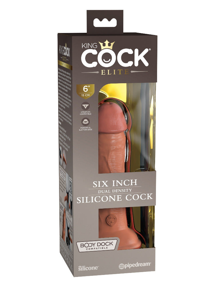 King Cock Elite Silicone Dual Density Dildo Dildos Pipedream Products 6 inch Tan 