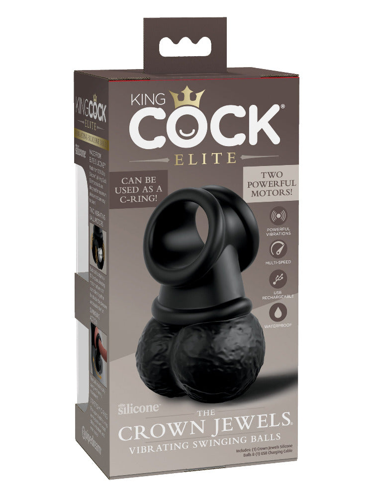 The Crown Jewels Vibrating Swinging Balls More Toys Pipedream Products Black