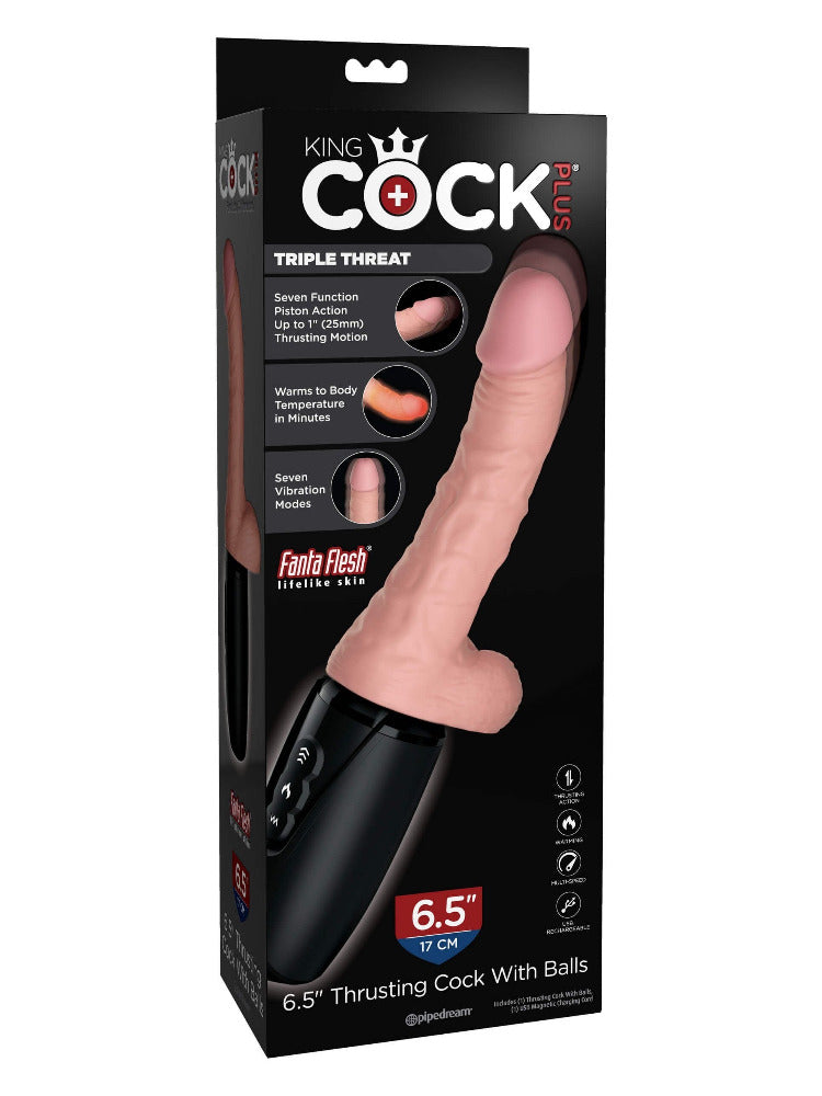 King Cock Plus Thrusting Cock with Balls Dildos Pipedream Products Light 