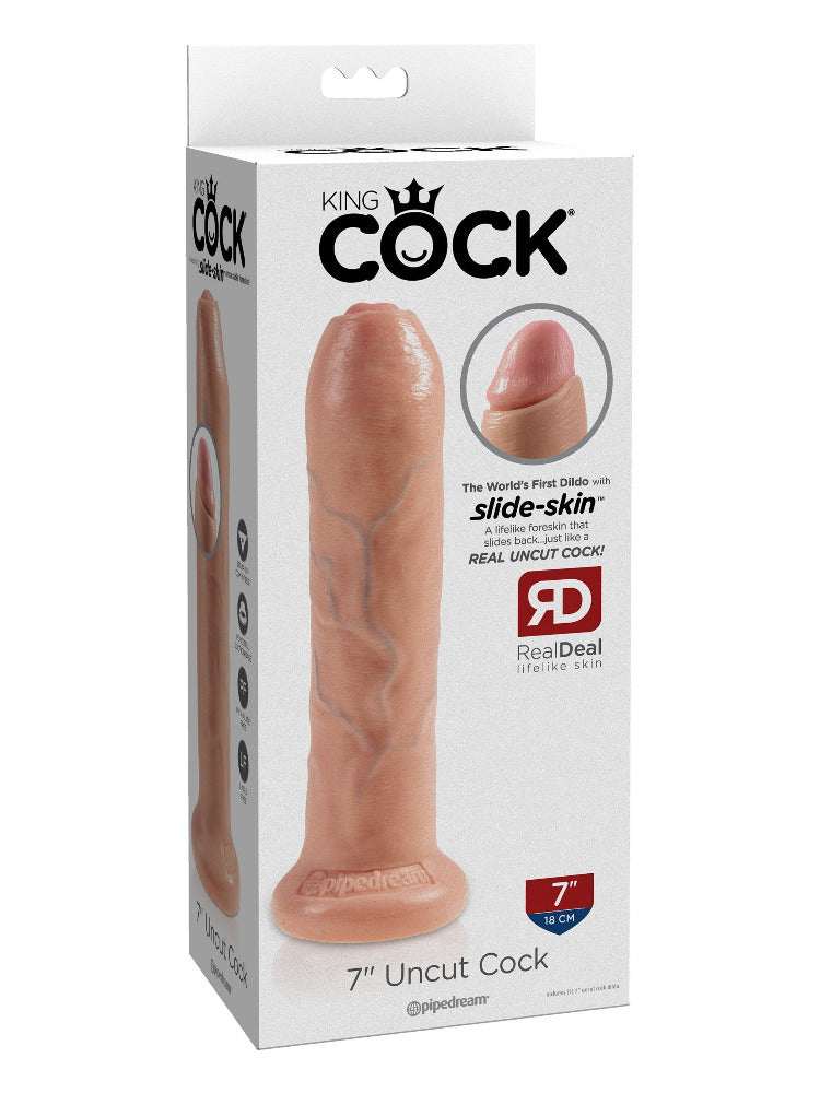 King Cock Uncut Realistic Dildo Dildos Pipedream Products  Medium Light 