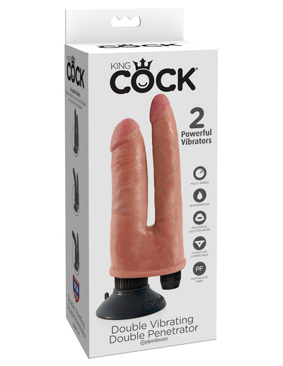 King Cock Vibrating Double Penetrator Dildo Dildos Pipedream Products Light 