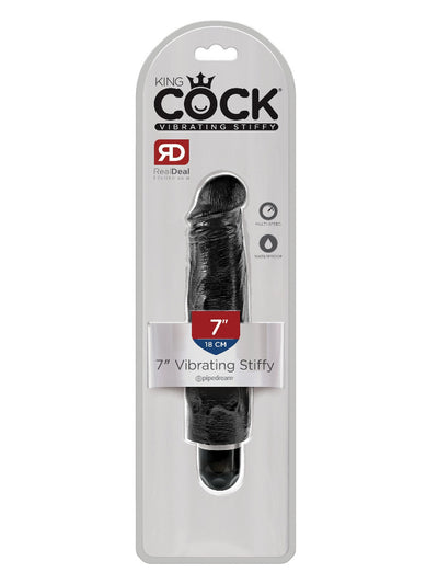 King Cock Vibrating Stiffy Life-Like Dildo Dildos Pipedream Products 7"-Medium-Black