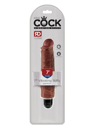 King Cock Vibrating Stiffy Life-Like Dildo Dildos Pipedream Products 7"-Medium-Dark