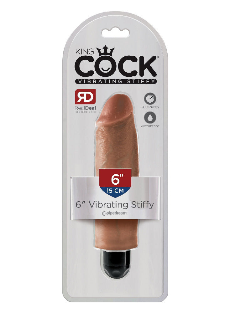 King Cock Vibrating Stiffy Life-Like Dildo Dildos Pipedream Products 6"-Small-Tan