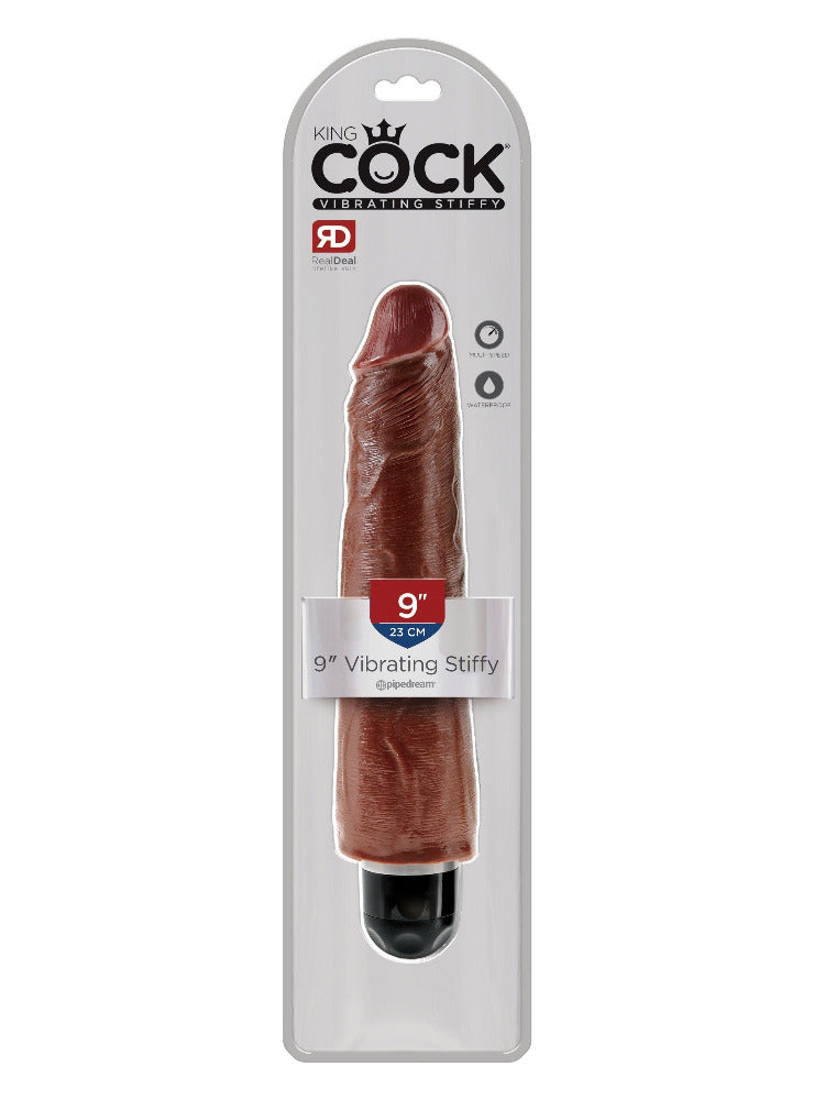 King Cock Vibrating Stiffy Life-Like Dildo Dildos Pipedream Products 9"-XLarge-Dark