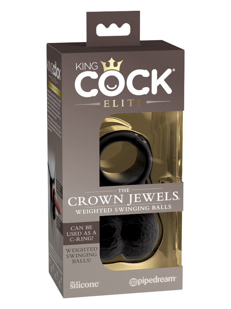 King Cock Elite Swinging Crown Jewel C-Ring More Toys Pipedream Products Black