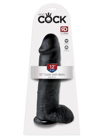 King Cock Realistic Dildo with Balls Dildos Pipedream Products Black 12"