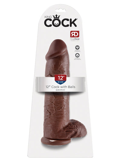 King Cock Realistic Dildo with Balls Dildos Pipedream Products Dark 12"
