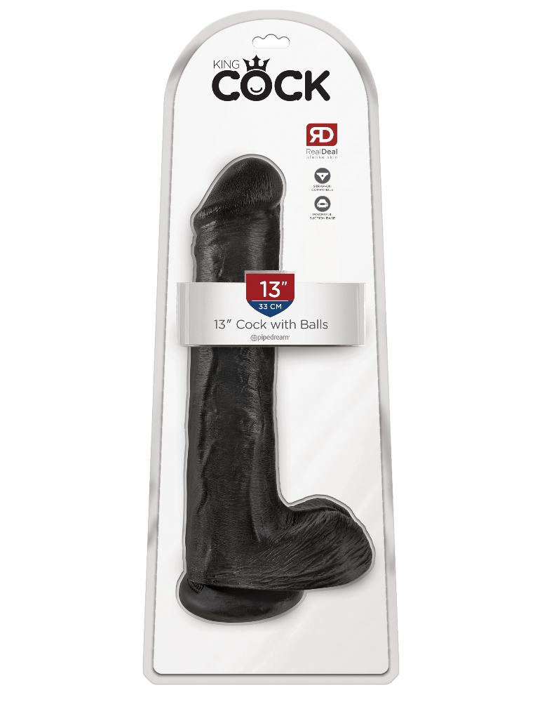 King Cock Realistic Dildo with Balls Dildos Pipedream Products Black 13"