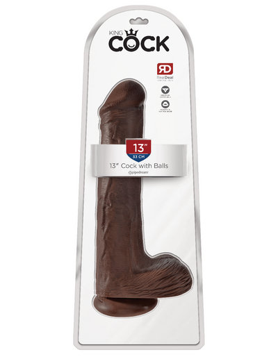 King Cock Realistic Dildo with Balls Dildos Pipedream Products Dark 13" 