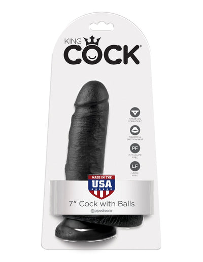 King Cock Realistic Dildo with Balls Dildos Pipedream Products Black 7"