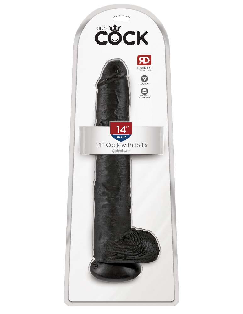 King Cock Realistic Dildo with Balls Dildos Pipedream Products Black 14"