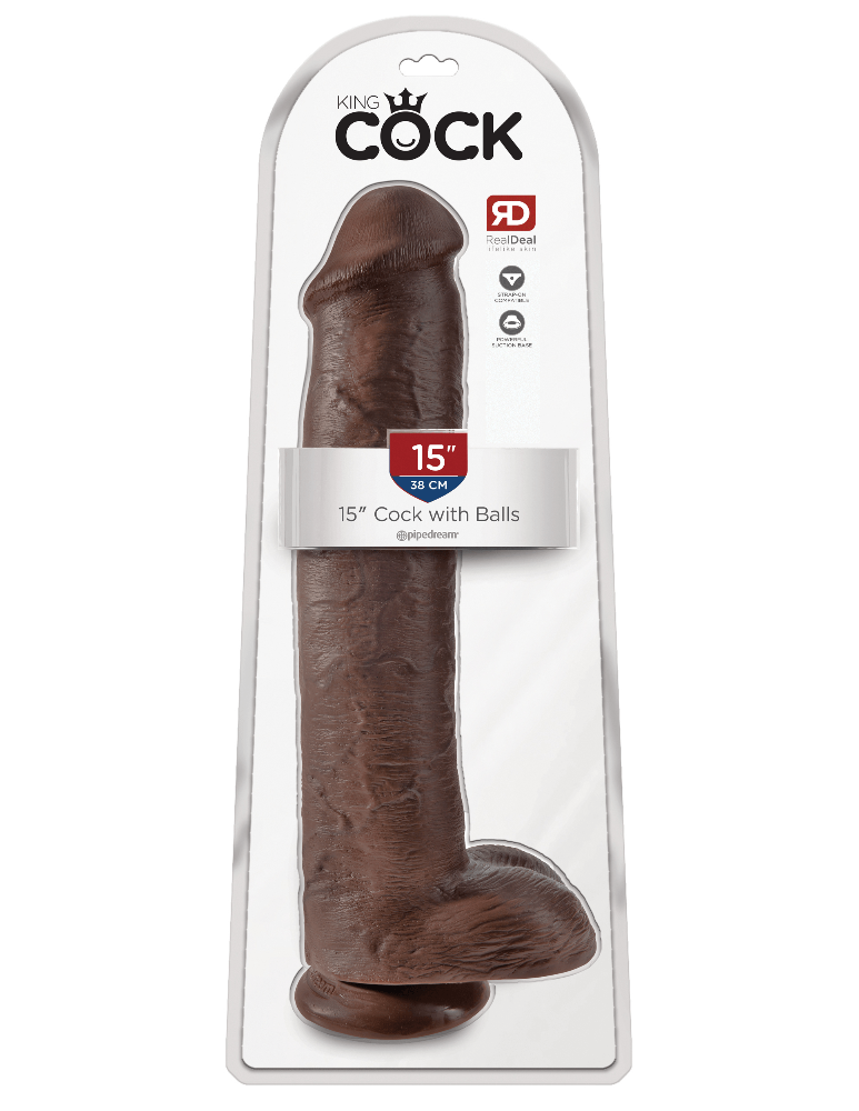 King Cock Realistic Dildo with Balls Dildos Pipedream Products Dark 15"