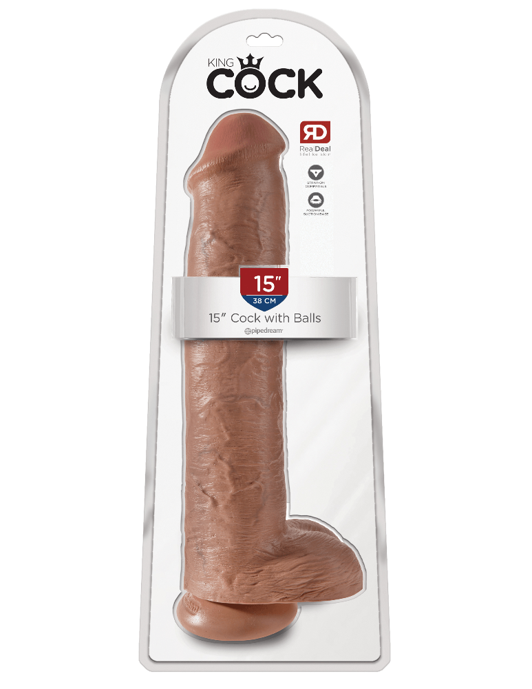 King Cock Realistic Dildo with Balls Dildos Pipedream Products Tan 15"