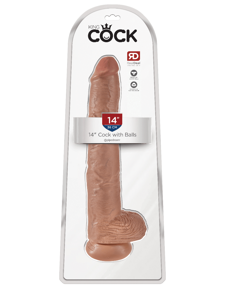 King Cock Realistic Dildo with Balls Dildos Pipedream Products Tan 14"