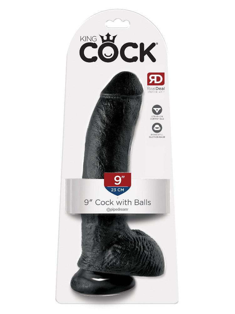 King Cock Realistic Dildo with Balls Dildos Pipedream Products Black 9"