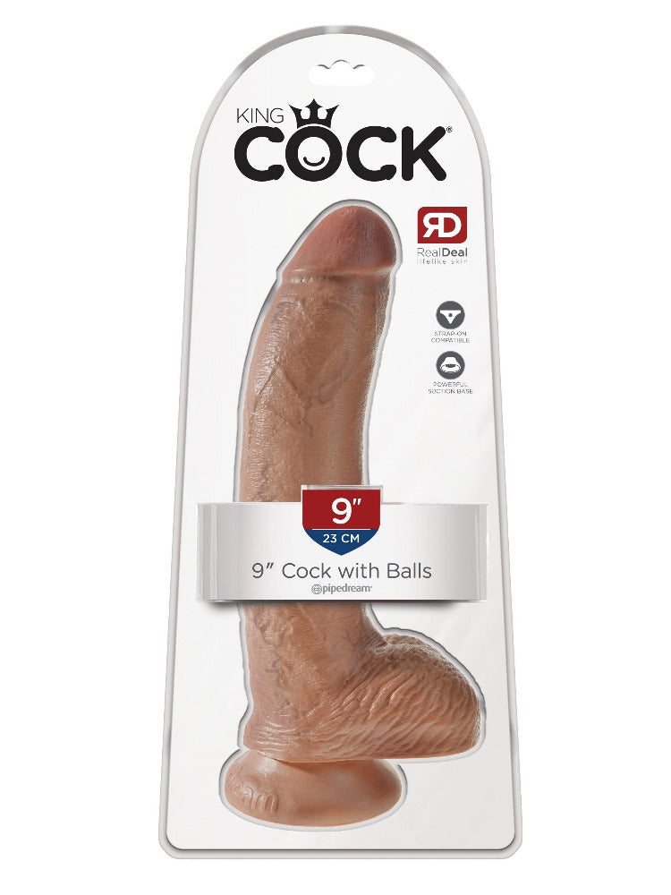 King Cock Realistic Dildo with Balls Dildos Pipedream Products Tan 9"