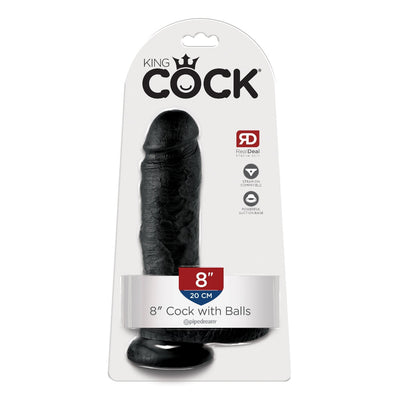 King Cock Realistic Dildo with Balls Dildos Pipedream Products Black 8"