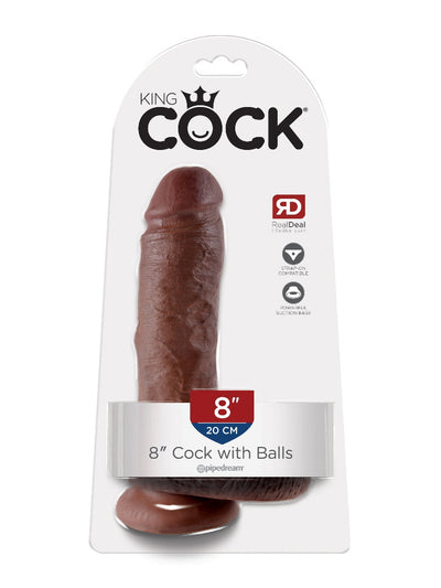 King Cock Realistic Dildo with Balls Dildos Pipedream Products Dark 8"