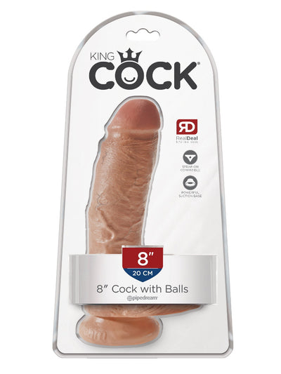 King Cock Realistic Dildo with Balls Dildos Pipedream Products Tan 8"
