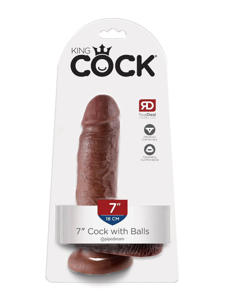 King Cock Realistic Dildo with Balls Dildos Pipedream Products Dark 7"