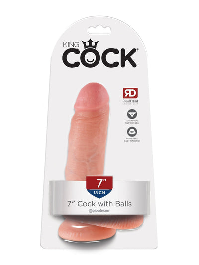 King Cock Realistic Dildo with Balls Dildos Pipedream Products Light 7"