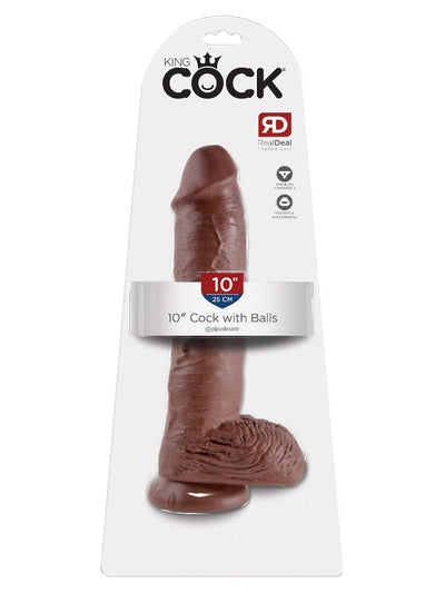 King Cock Realistic Dildo with Balls Dildos Pipedream Products Dark 10"