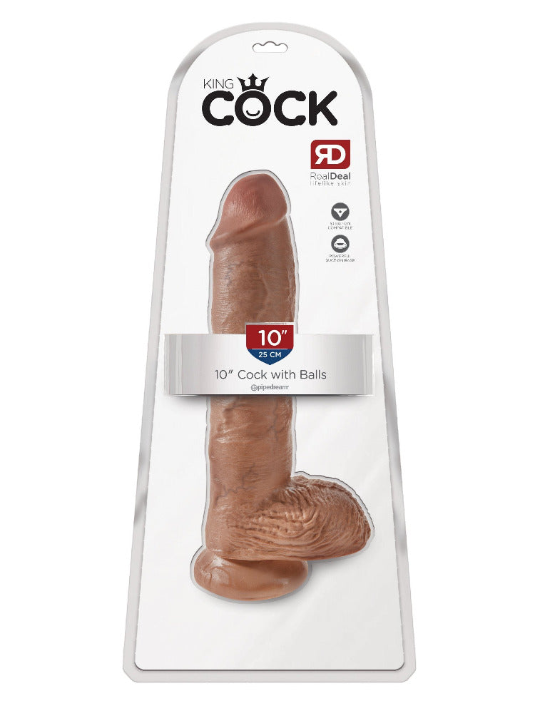 King Cock Realistic Dildo with Balls Dildos Pipedream Products Tan 10"