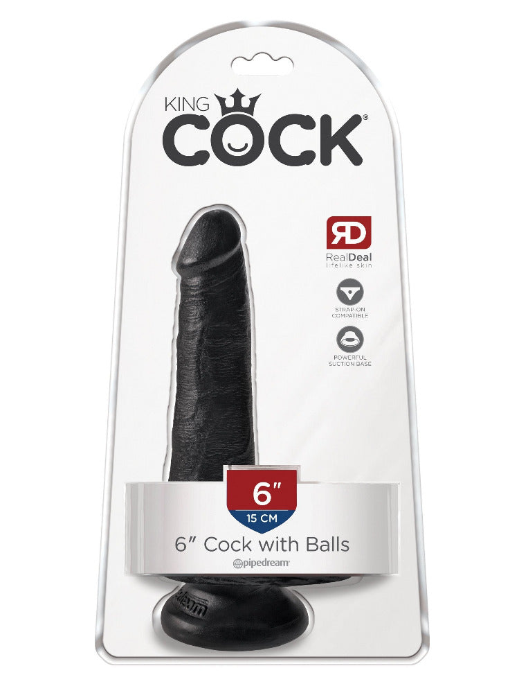 King Cock Realistic Dildo with Balls Dildos Pipedream Products Dark 6"