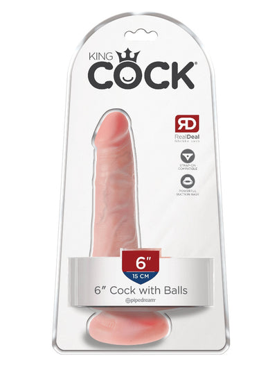 King Cock Realistic Dildo with Balls Dildos Pipedream Products Light 6"