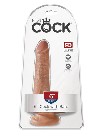King Cock Realistic Dildo with Balls Dildos Pipedream Products Tan 6"