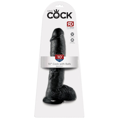 King Cock Realistic Dildo with Balls Dildos Pipedream Products Black 10" 