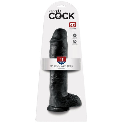 King Cock Realistic Dildo with Balls Dildos Pipedream Products Black 11"