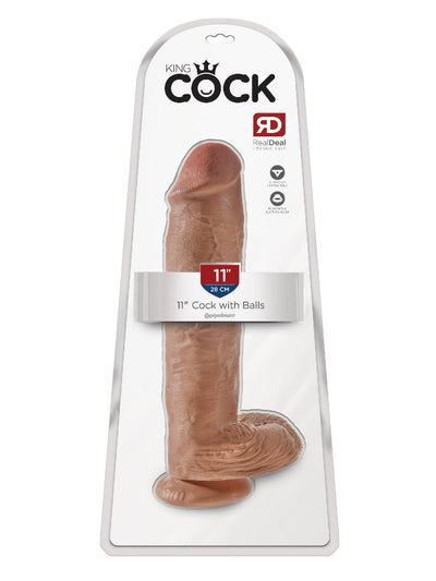 King Cock Realistic Dildo with Balls Dildos Pipedream Products Tan 11"