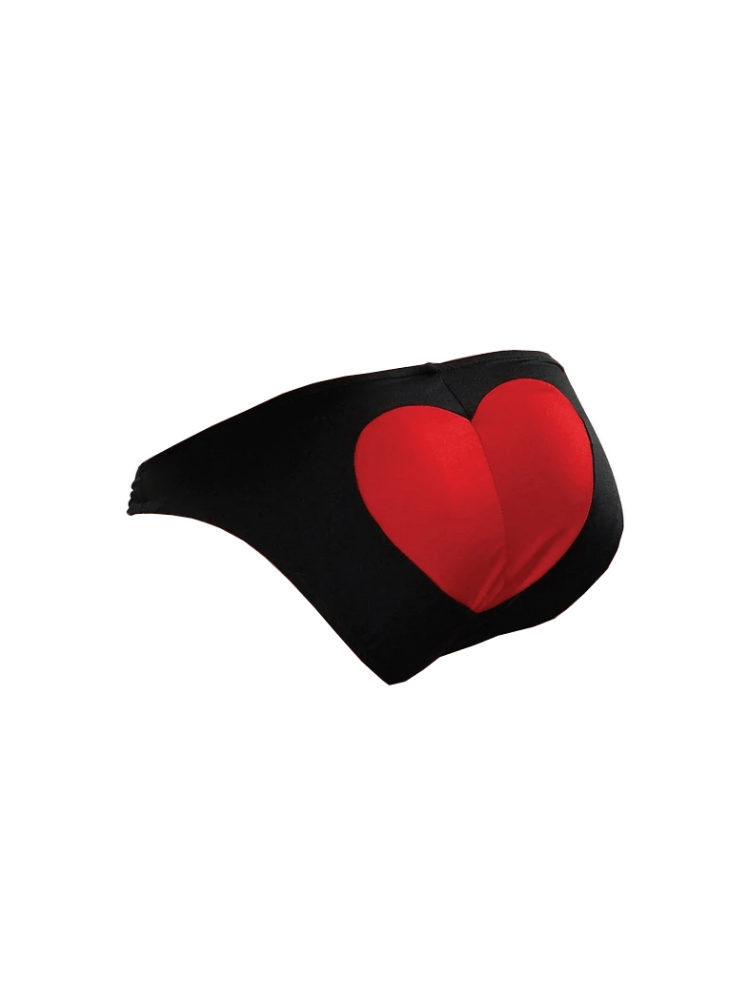 Men’s Novelty Kiss My Heart Bikini Lingerie Male Power One Size Black/Red