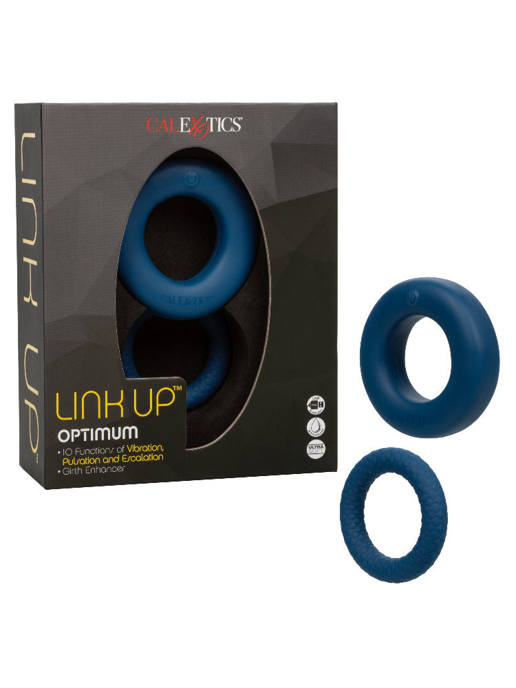Link Up Optimum Vibrating Cock Ring Set More Toys Calexotics Blue