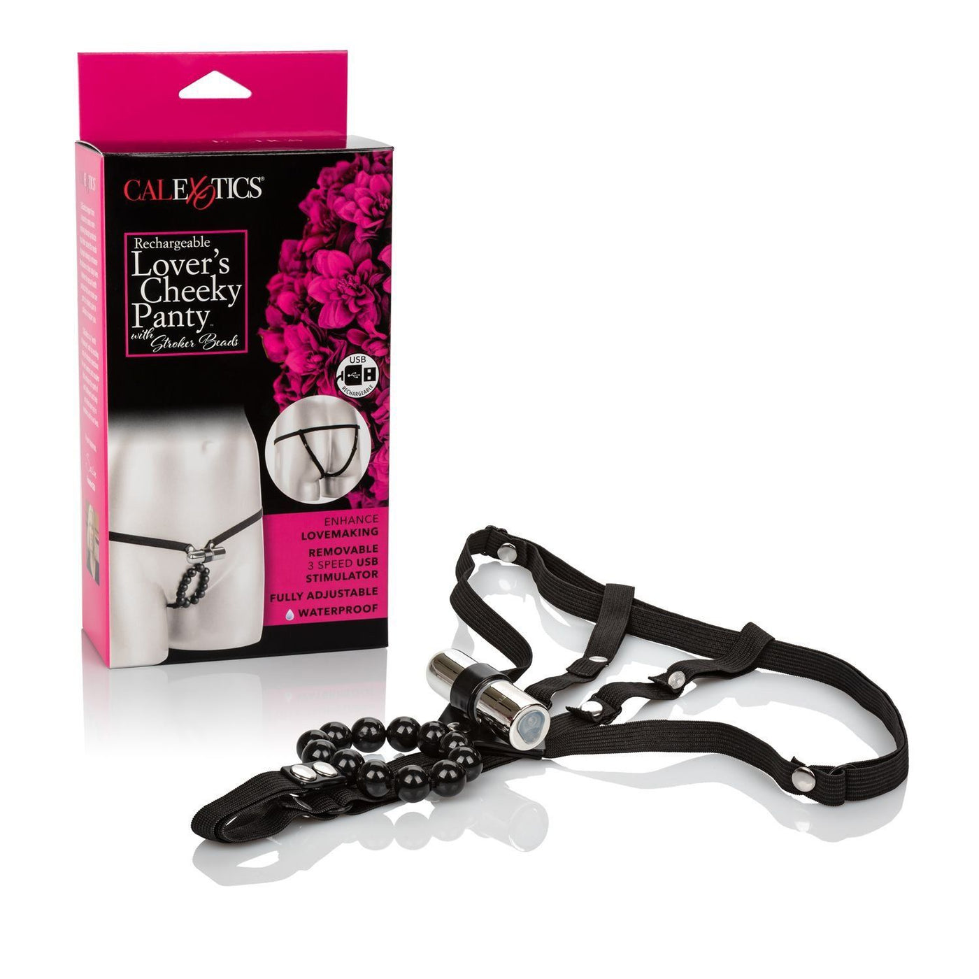 Rechargeable Lover’s Cheeky Panty More Toys California Exotics Novelties Black/Silver