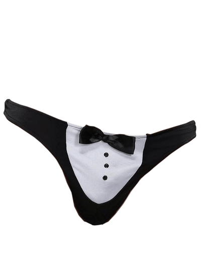 Men’s Novelty Tuxedo Maitre D’ Thong Lingerie Male Power Black/White One Size
