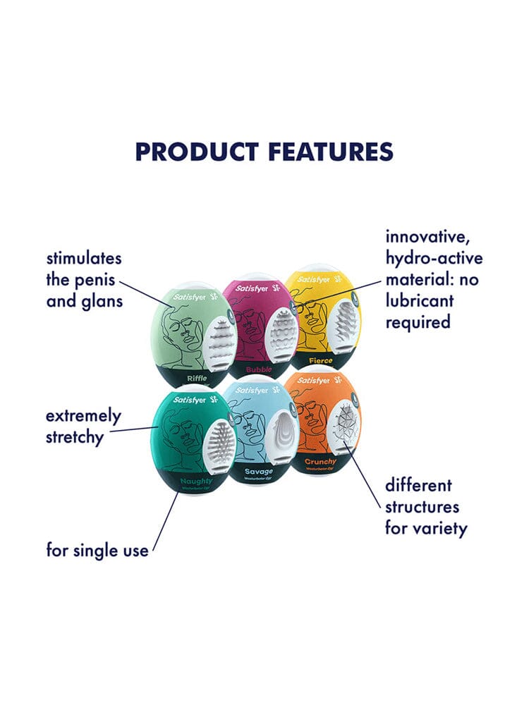Satisfyer Multi-Pack Masturbator Eggs (6 Pack) Masturbators Satisyfer Multi-Color