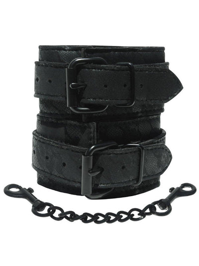 Midnight Adjustable Fine Lace Wrist Cuffs  Bondage & Fetish Sportsheets International Black