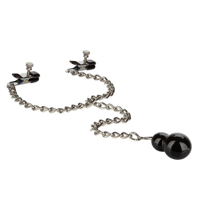 Nipple Play Weighted Dual Tier Clamps Bondage & Fetish CalExotics Silver/Black