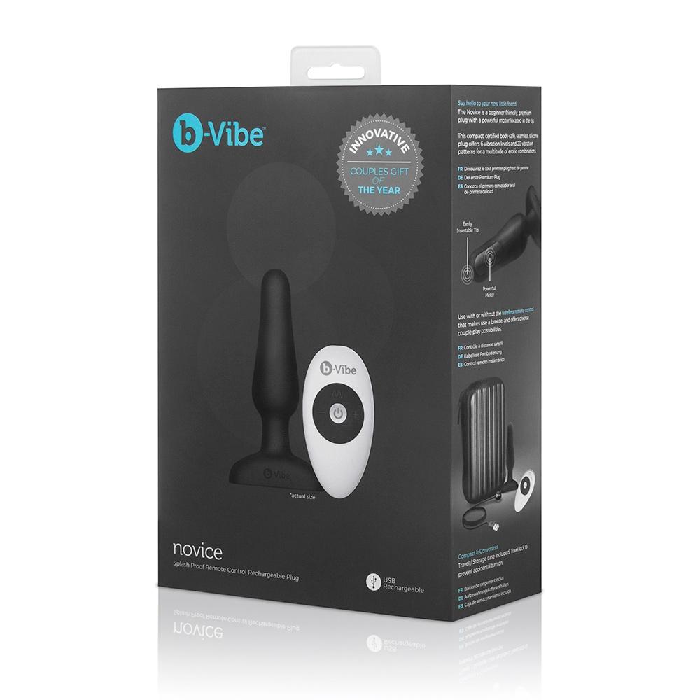 Novice Vibrating Remote Silicone Butt Plug Anal Toys B-Vibe Black
