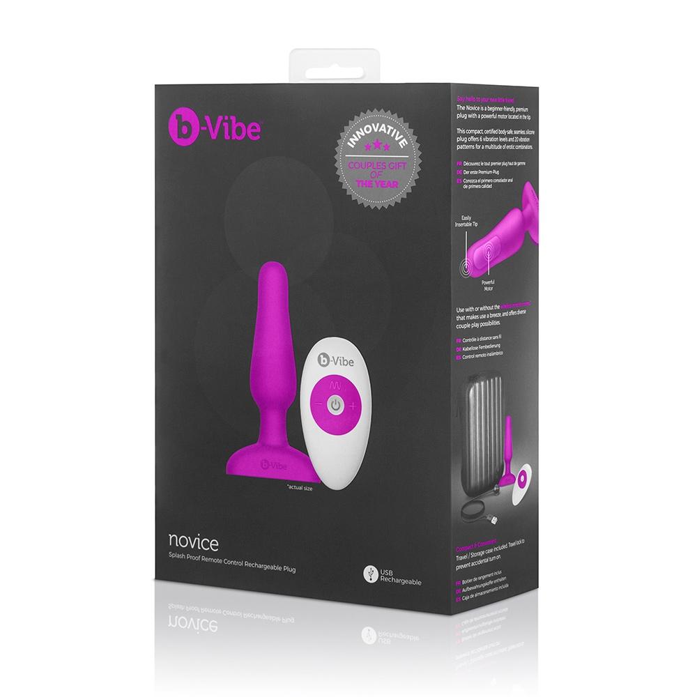 Novice Vibrating Remote Silicone Butt Plug Anal Toys B-Vibe Pink