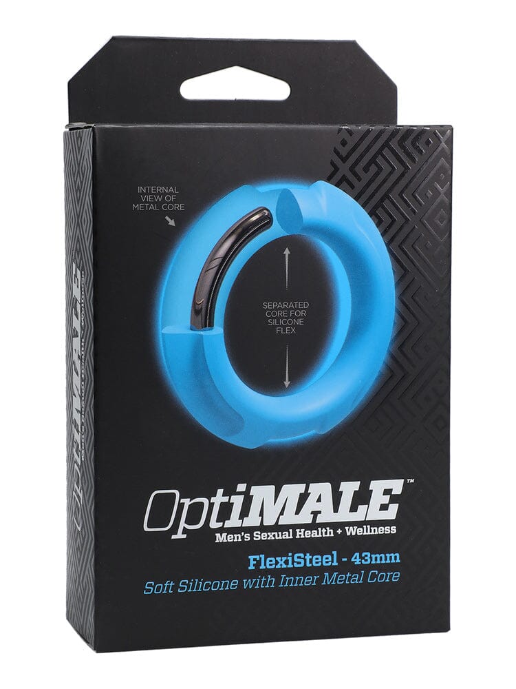 OptiMALE FlexiSteel Silicone Cock Ring More Toys Doc Johnson Large Blue