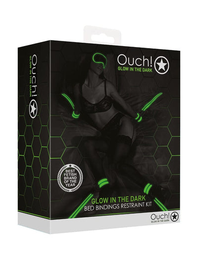 OUCH! Glow In The Dark Bed Restraint Kit Bondage & Fetish Shots America Black/Green