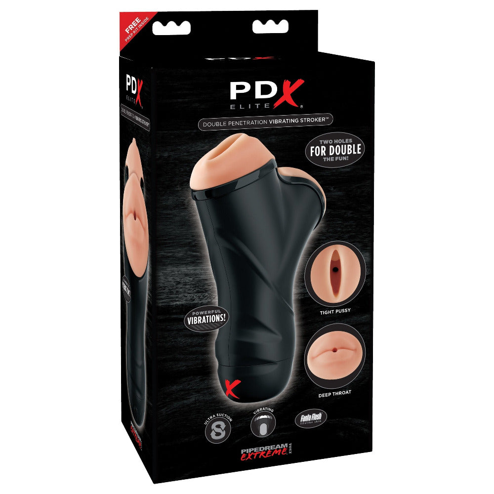 PDX Vibrating Double Penetration Stroker Masturbators Pipedream Products