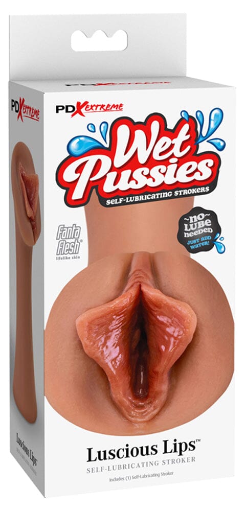 PDX Wet Pussies Luscious Lips Pocket Pussy Masturbators Pipedream Products Tan