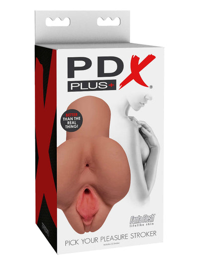 PDX+ Pick Your Pleasure Realistic Stroker Masturbators Pipedream Products Tan