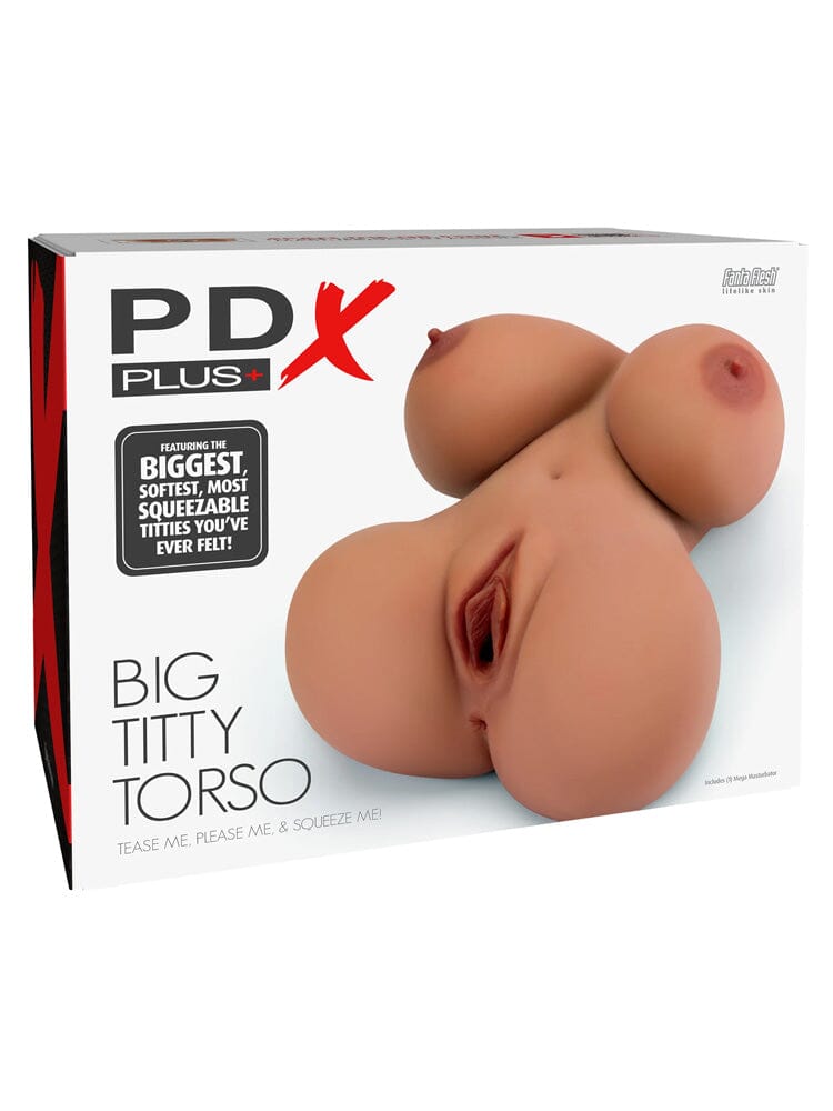 PDX Plus Big Titty Torso Realistic Stroker Masturbators Pipedream Products Tan