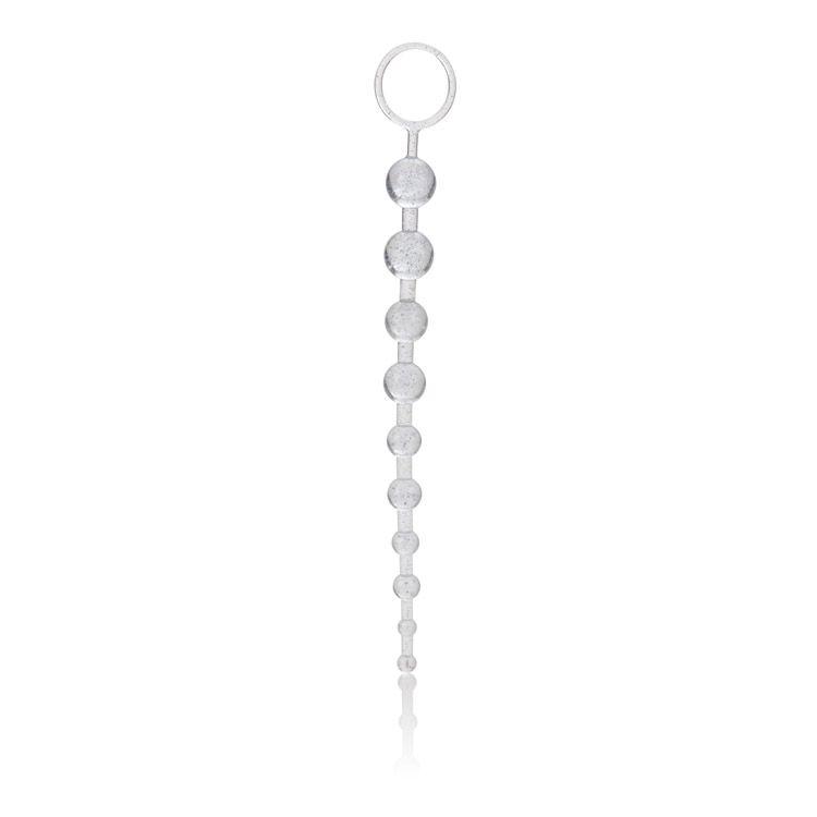 Platinum Pure Gold X-10 Glittery Anal Beads Anal Toys CalExotics Silver/Clear
